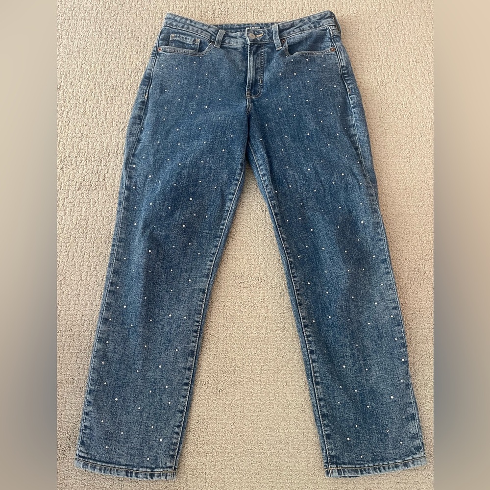 Like New Old Navy Rhinestone-Embellished Ankle Jeans - Size 8